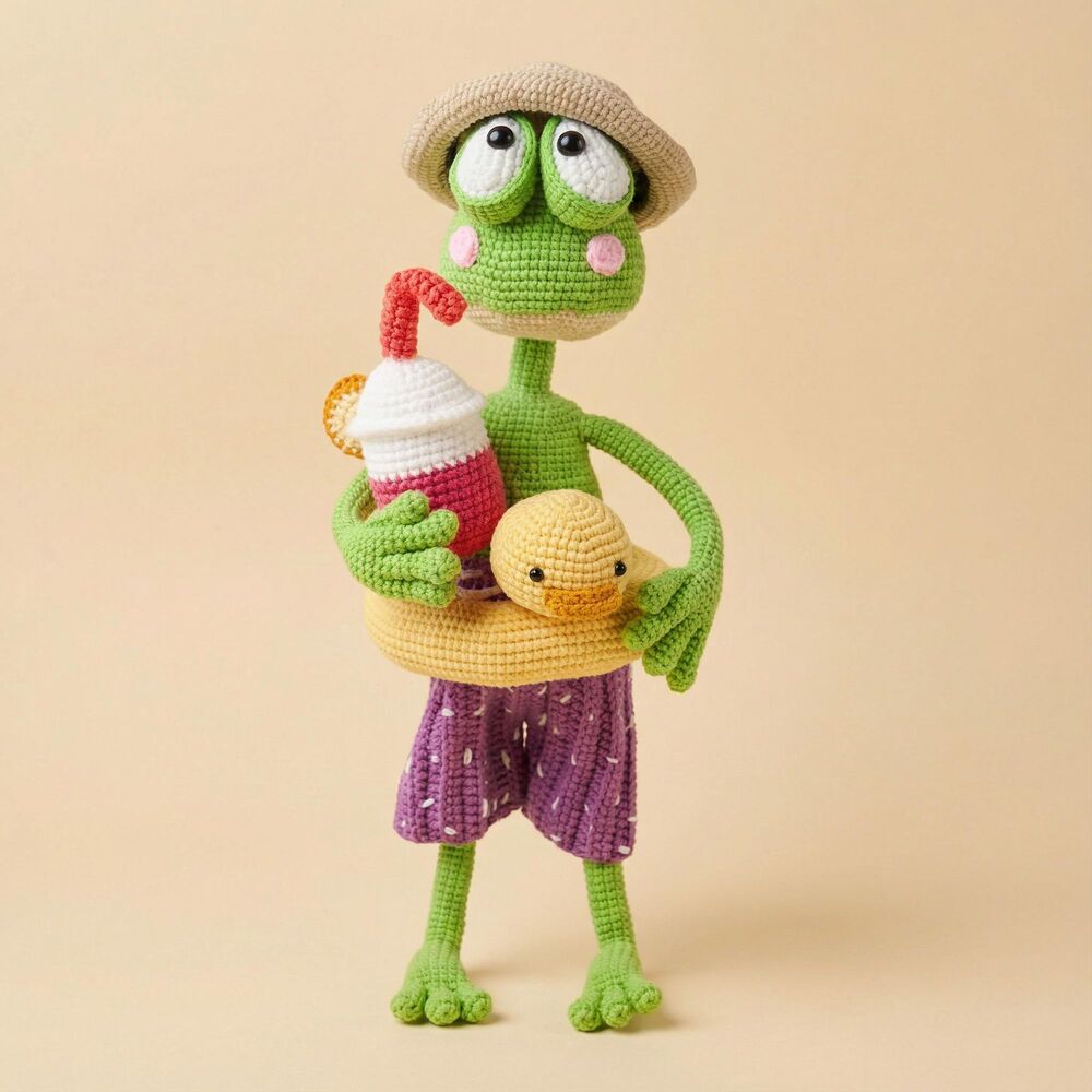 Mr. Frog Crochet toy | Crochet Frog | Amigurumi Summer Frog with Duck Floatie
